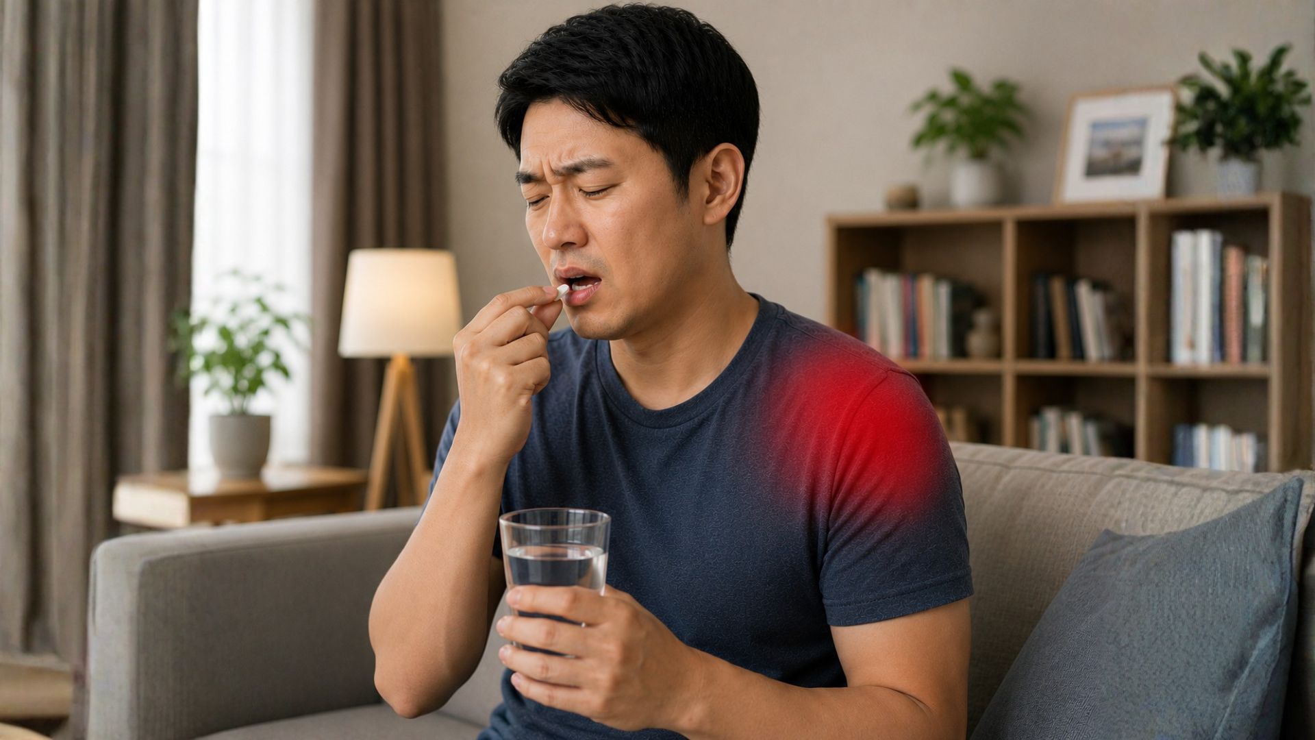a man having painkiller for his shoulder pain
