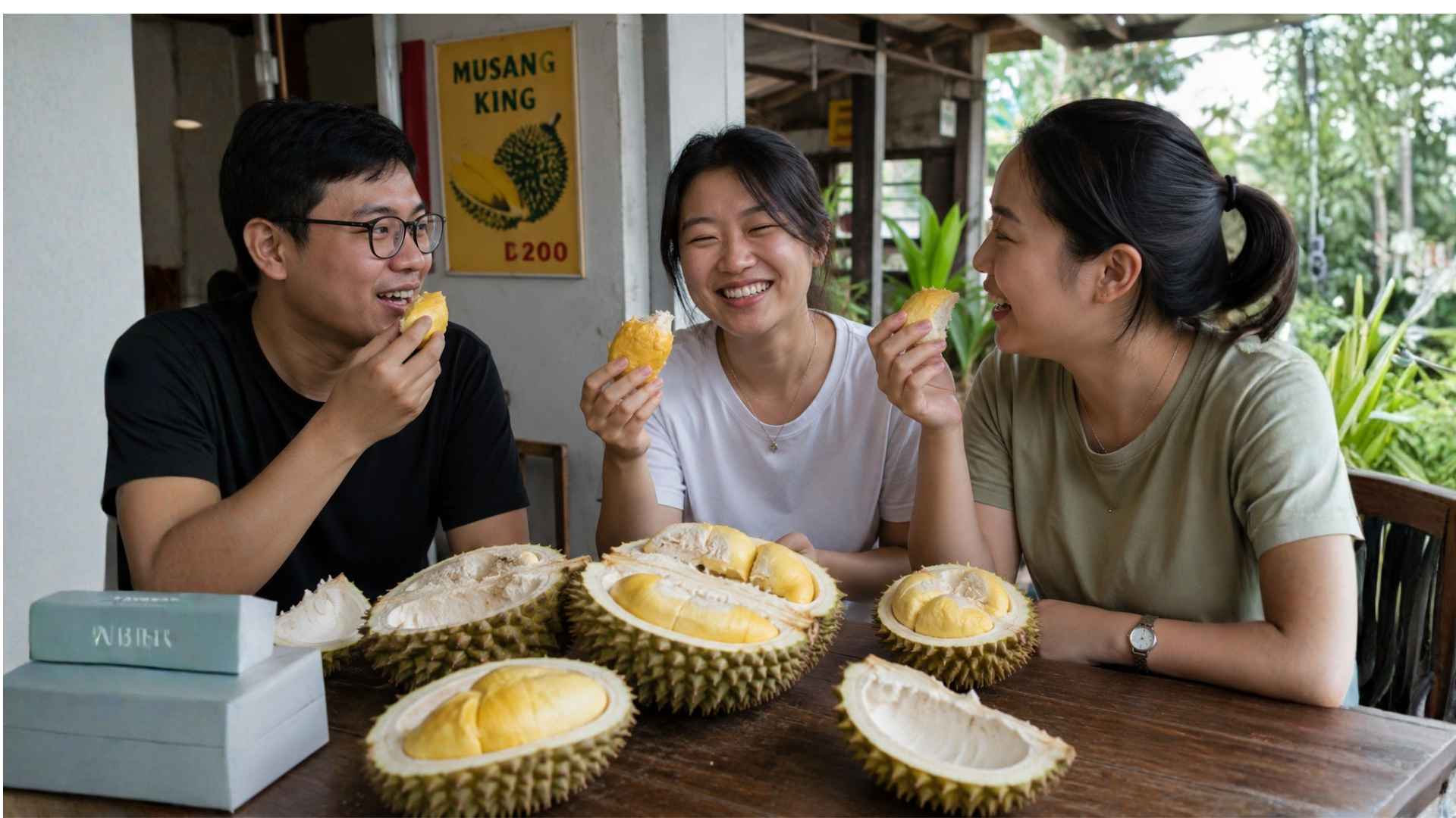 durian lover enjoying durian