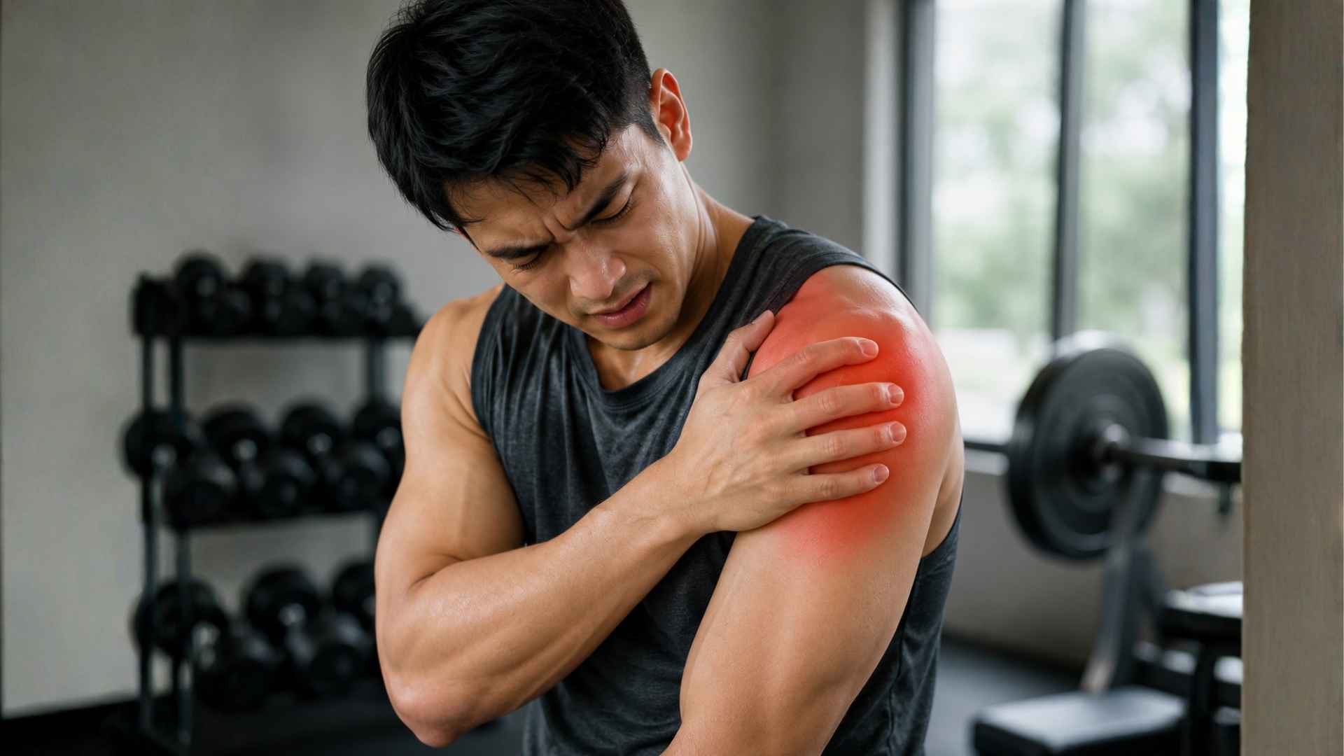 a man encounter shoulder pain after workout