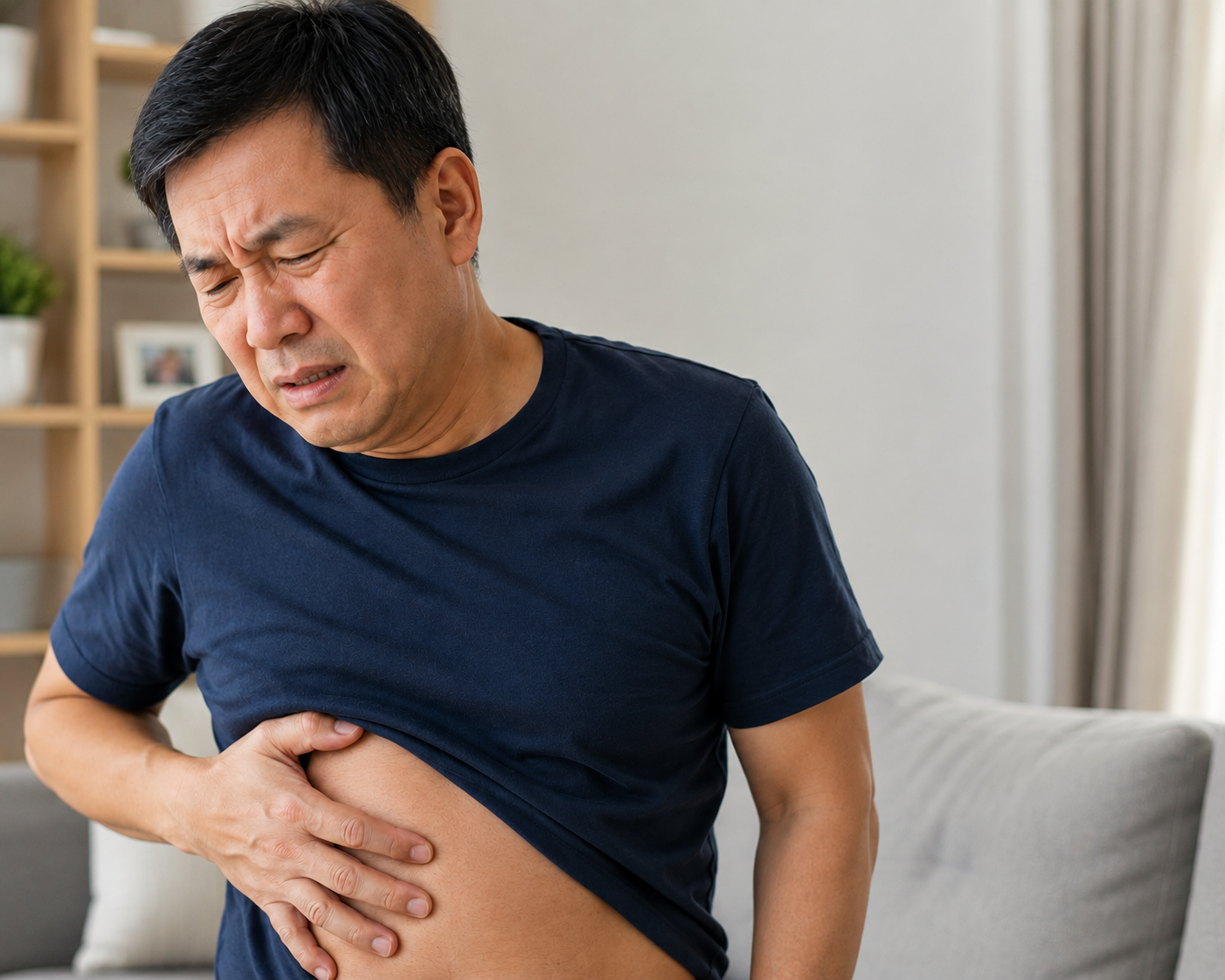 a mid age asian man is suffering from Postherpetic Neuralgia