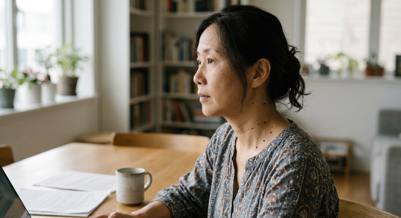 a asian women with skin tags