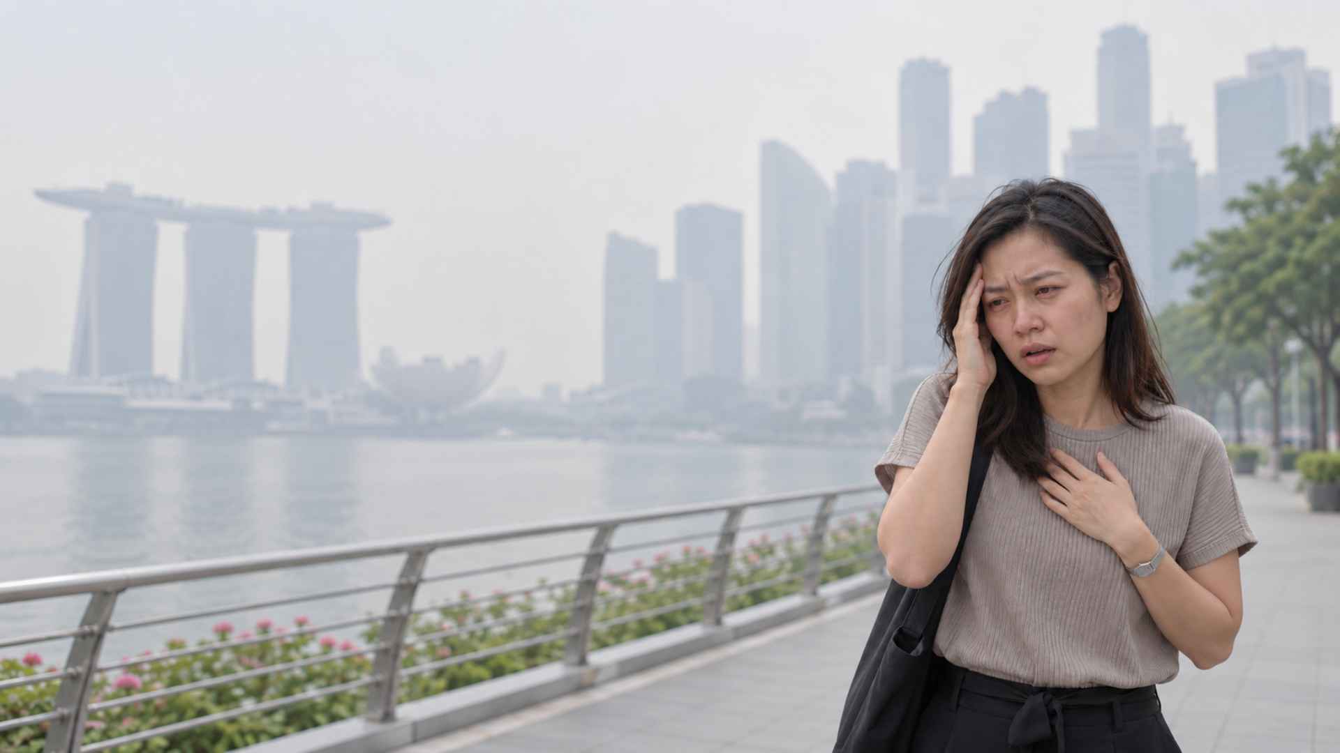 a lady suffering from haze